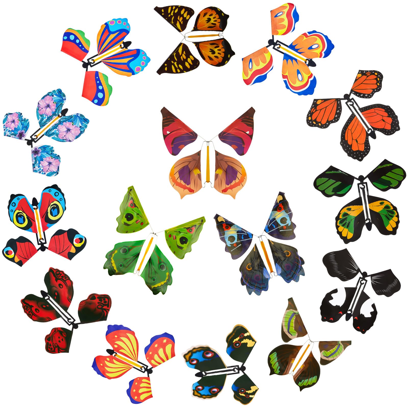 Photo 1 of 15 Pcs Wind up Butterflies for Cards Magic Flying Butterfly Paper Rubber Band Butterfly Wind up Butterflies for Card Insert Surprise Gift for Box Explosion(Vintage Style)