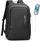 hk Backpack for Men Business Backpack with USB Charger Anti-Theft Mens Backpacks Water-Resistant 15.6 Inch Laptop Backpack Lightweight Casual Bag for Business Travel Office Work College, Black