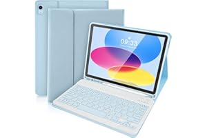SOPPY Keyboard Case for iPad 10th Generation, Detachable Wireless Keyboard for iPad 10th Gen 10.9 in 2022 (A2696/A2757/A2777), Slim Keyboard Case with Pencil Holder for iPad 10th Gen 2022,BL