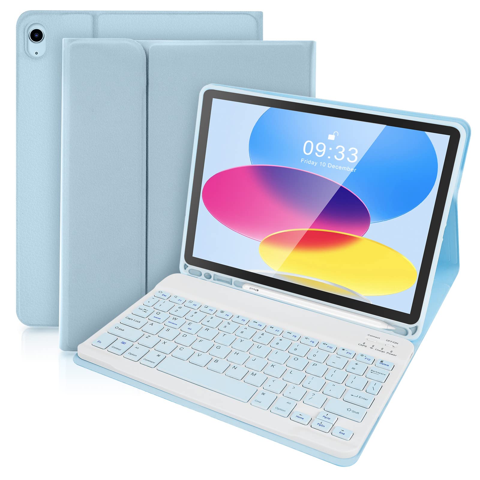 SOPPY Bluetooth Keyboard Case for New iPad 11th Gen. (A16) 11-inch 2025, 10th Generation 10.9 inch 2022, Detachable Wireless Keyboard, with Built-in Pen Holder, UK Layout, Blue — image 1