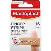 Elastoplast Extra Flexible Finger Strip Plasters (16 Pieces), Flexible and Durable Plasters for Fingers, Stretchy Fabric Plasters, Plasters Waterproof