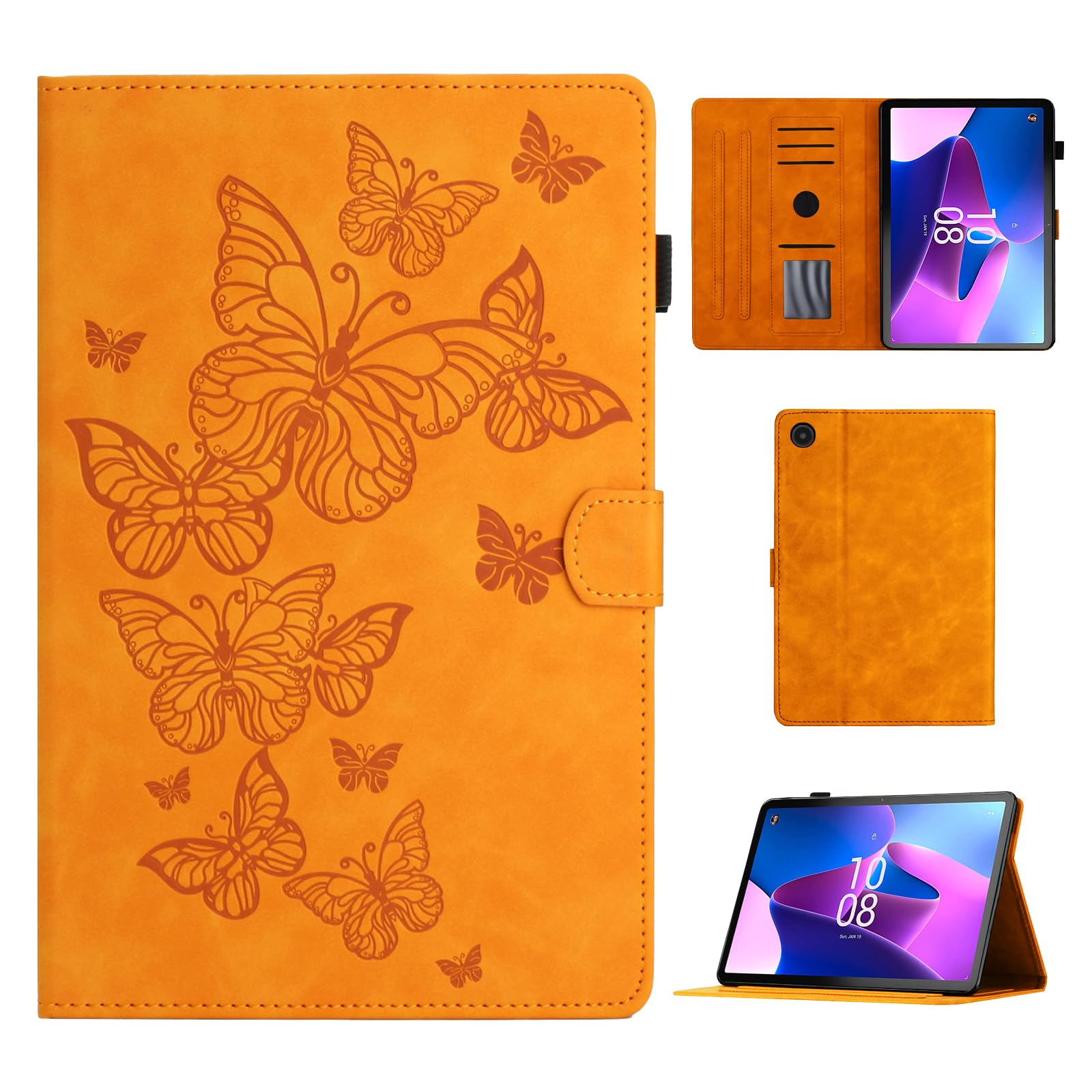 CASAFUNY Case Cover for Lenovo Tab M10 3rd Gen 10.1 Inch Protective Cover with Stand and Auto Wake/Sleep Cover for Lenovo Tab M10 2022 TB-328FU/TB-328XU, Orange