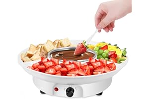 Vikye Electric Chocolate Fondue Set, 10oz Melting Machine with 10 Roasting Forks and Detachable Serving Tray, Candy Cheese Wa