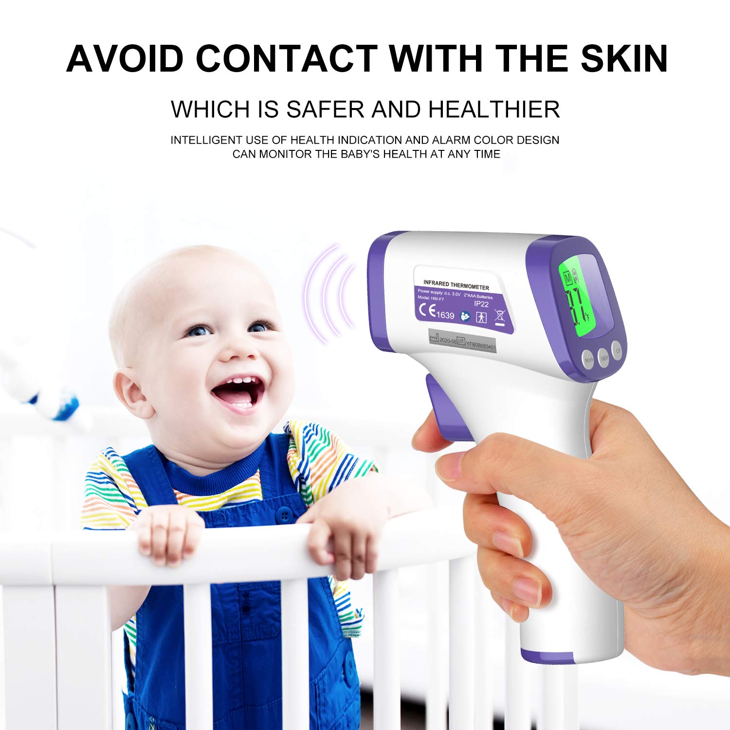 Vibeey Thermometer for Adults, Digital Non-Contact Forehead Infrared Thermometer with Fahrenheit Reading for Baby and Adults: Industrial & Scientific