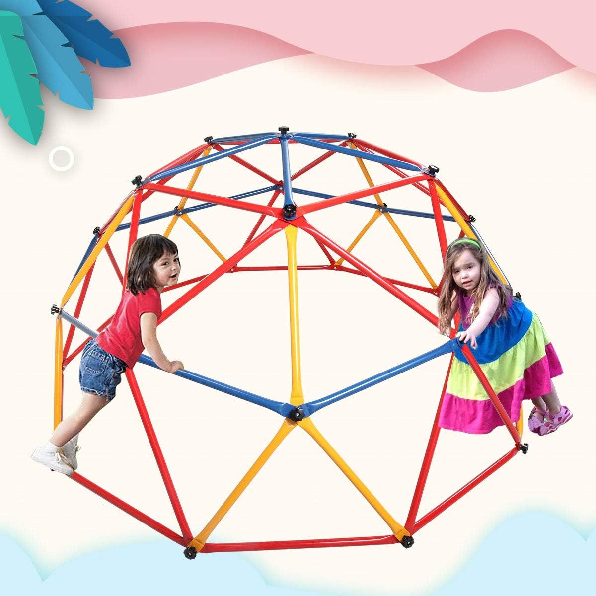 JAXPETY New Indoor Outdoor Dome Climber Playground Children Kid Swing Set Climbing Frame Backyard Gym Develop Confidence: Toys & Games