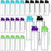 Ziliny 24 Pcs 17 oz Plastic Water Bottles Bulk Large Reusable Leak Proof Flip Top Sports Gym Water Bottles with Handle Strap for Kids and Adults for Summer School Travel