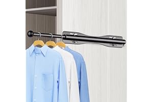 HBPHBP 12" Valet Rod For Closet Pull Out Slide Out Adjustable Heavy Duty Valet Rod For Closet, Laundry Room, Bedroom, Bathroom(Black)