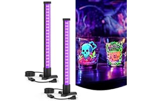 Onforu 2 Pack 15W Black Light Bar, 40 LEDs 15 Inch Blacklight Tube with Plug and Switch, Vertical Standing Blacklight for Glow in The Dark Party, Halloween Decorations, Desktop, Body Paint, Poster