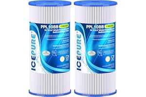 ICEPURE 5 Micron 10" x 4.5" Whole House Sediment Pleated Water Filter Replacement for GE FXHSC, Culligan R50-BBSA, Pentek R50-BB, DuPont WFHDC3001, W50PEHD, GXWH40L, GXWH35F for Well Water, 2PACK