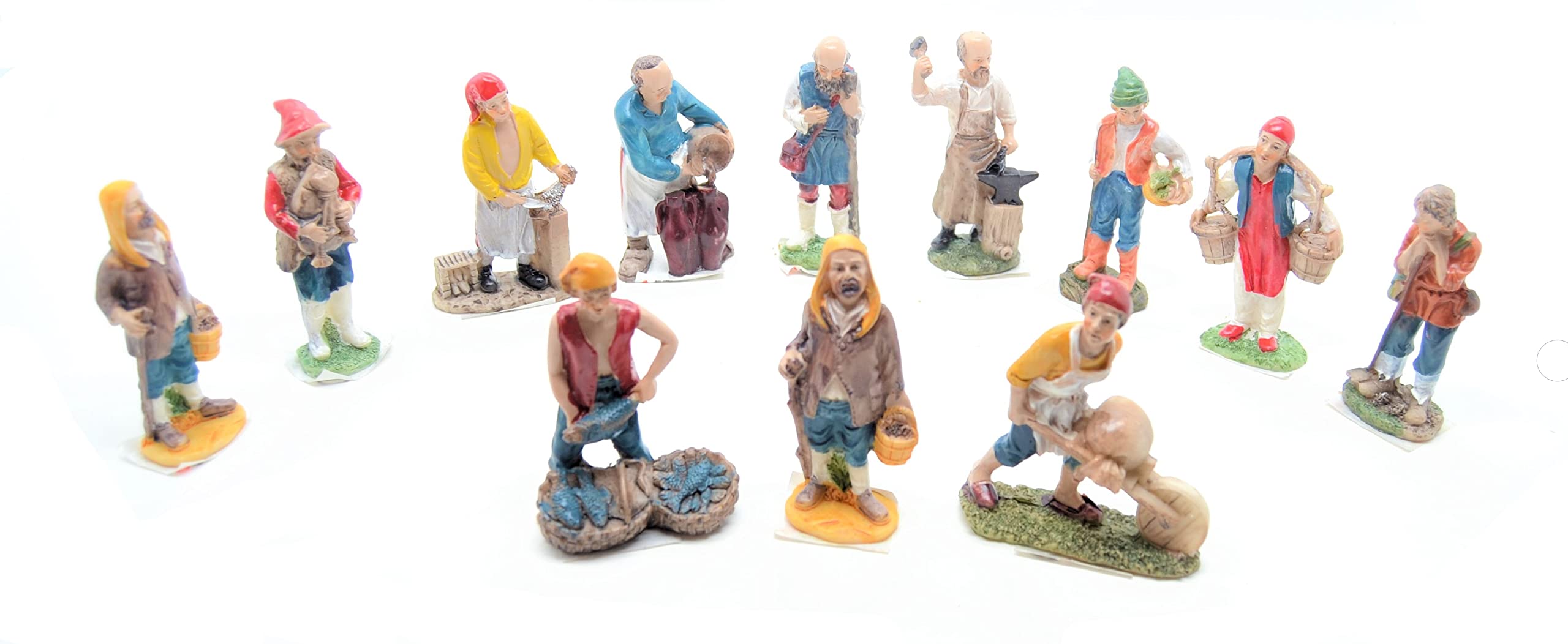 12 x Christmas Figurines 10cm Nativity Scene Set Farmers Animal Workers Jesus Dollhouse Accessories Men Official Nativity God