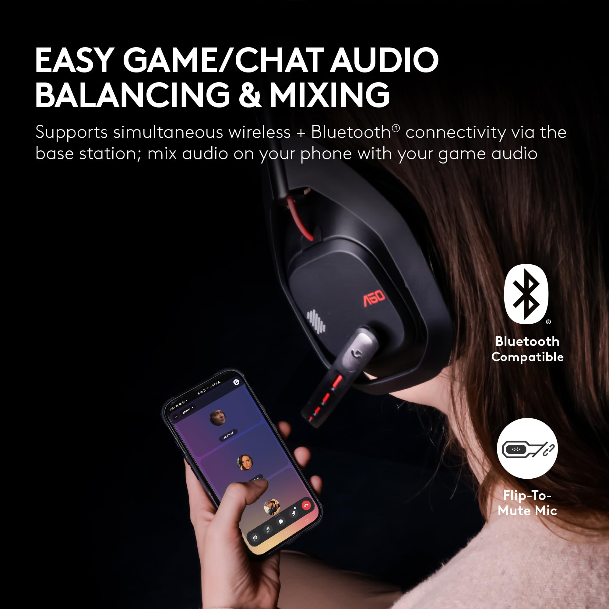 Logitech G Astro A50 Multi-Platform Wireless Gaming Headset + Base Station for PS5/Xbox/PC: PLAYSYNC Audio Switcher, 16bit/48kHz (Console), 24bit/48kHz (PC), 24hr Battery, 2.4GHz & BT - Black