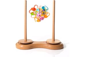 Birdtown Traders Double Yarn Holder Spindle - Thread Spinner Organizer for Knitting, Crocheting - Complete with 20 Plastic St