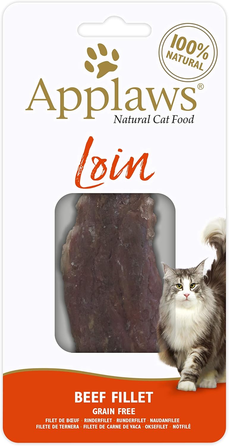 Applaws 100 Percent Natural Wet Cat Food, Pouch Treat, Beef Loin, 30 g