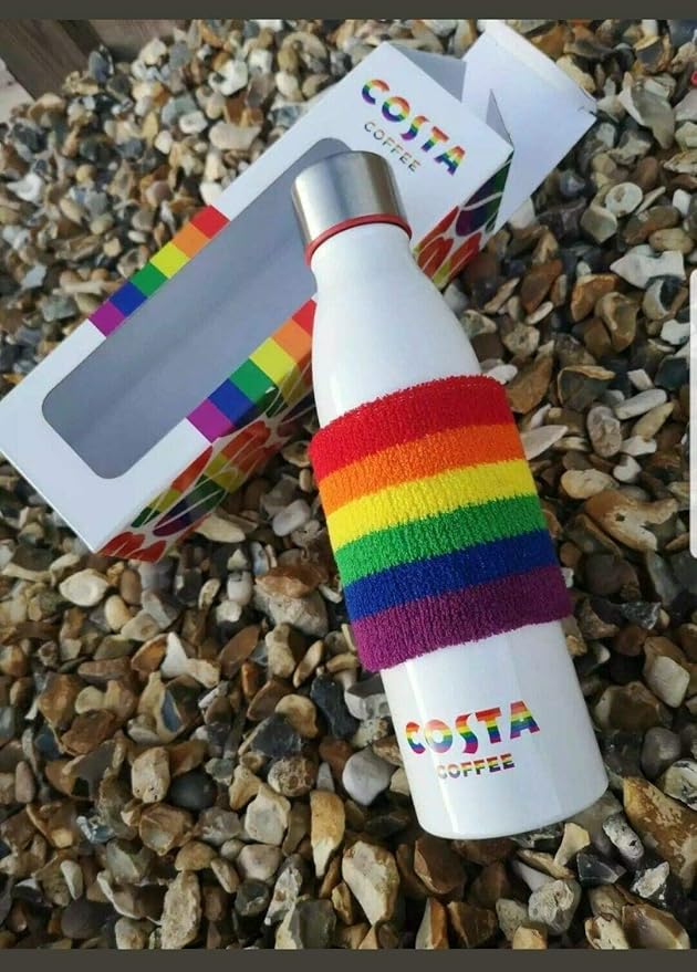 COSTA COFFEE NEW White Stainless Steel PRIDE 20 Travel Flask LIMITED