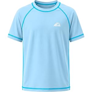 Twekfish Boys Rash Guard Swim Shirt, Short Sleeve Kids Youth Sun Protection Shirts, UPF 50+ Quick Dry Swimwear for Water Surf