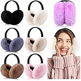 Suhine 7 Pcs Ear Muffs for Winter Women Faux Fur Earmuffs Cute Foldable Outdoor Ear Warmers Faux Fur Ear Warmers