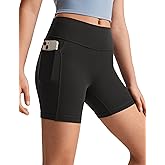 CRZ YOGA Girls Butterluxe Athletic Biker Shorts with Pockets - Dance Yoga Casual High Waist Kids Teen Summer