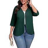 POSESHE Womens Plus Size Cardigan Sweater 2025 Summer Short Sleeves Lightweight Knit Open Front Casual Loose Cardigan