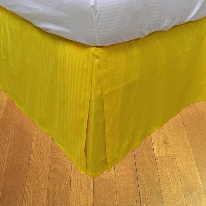 Buy BudgetLinen (1 Box Pleated Bed Skirt Only, Yellow Stripe, Cal Queen
