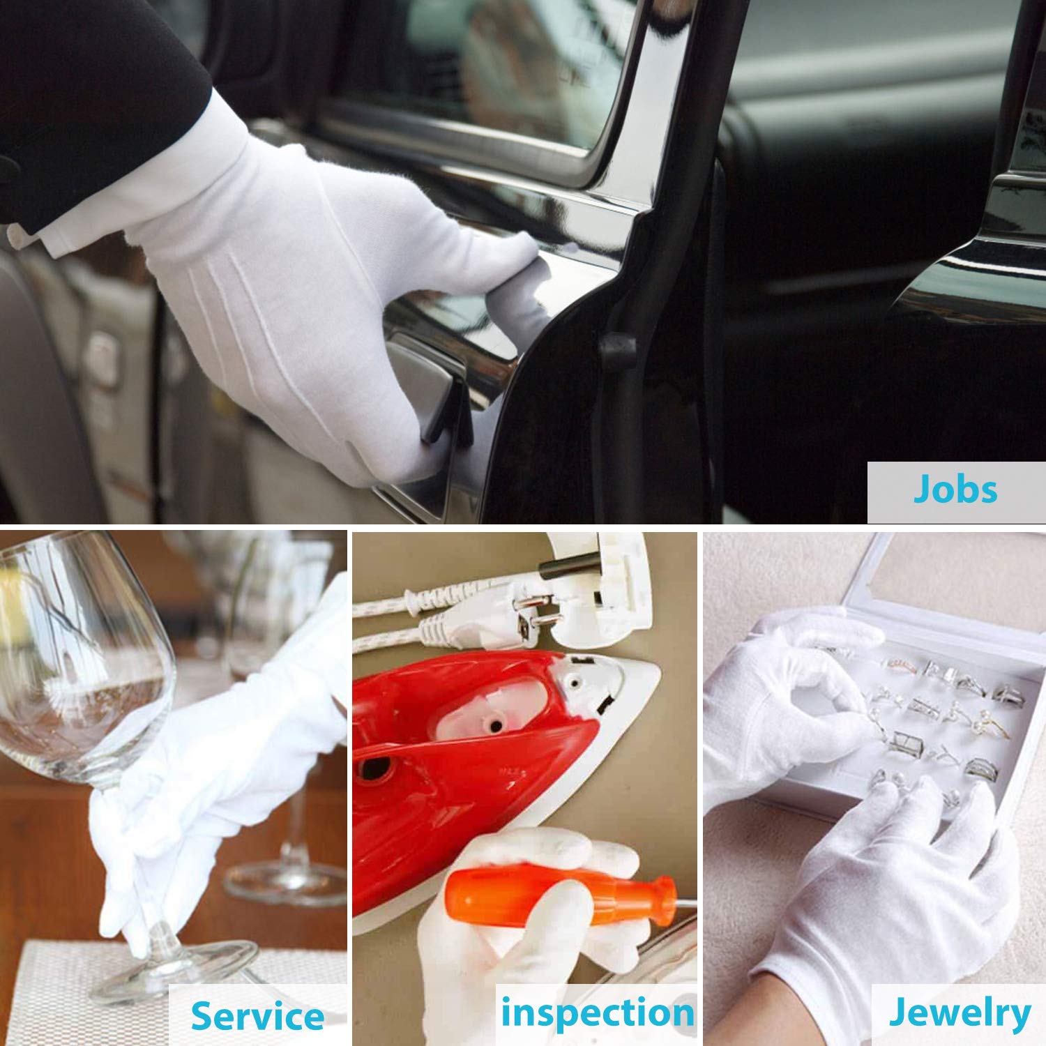 comfykare 100% Cotton Gloves for Dry Hands, (3 Pairs, Medium Size) White Gloves, Moisturizing Gloves Overnight Healing and Beauty, Jewelry Inspection, Washable Work Gloves, 9.5 Inches in Length: Beauty