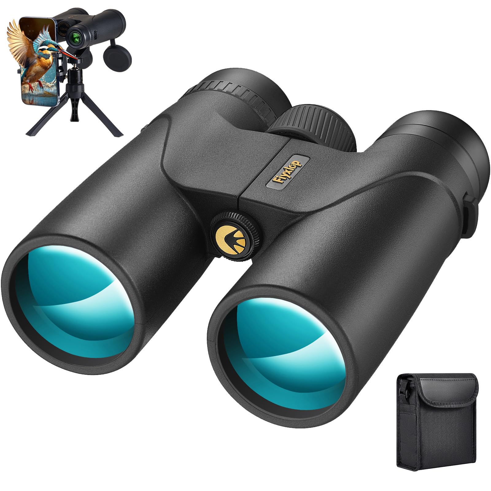 Photo 1 of Fiyxlop 12x42 HD Binoculars for Adults - Upgraded BAK4 Prism and FMC Lens, Phone Adapter + Tripod for Bird Watching, Cruise Ships, Concerts, Hunting, Hiking, Wildlife Observation
