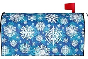 Perinsto Winter Snowflakes Mailbox Covers Magnetic Waterproof Christmas Background Mail Cover Letter Post Box Wraps for Home Garden Yard Decor, 21x18 in