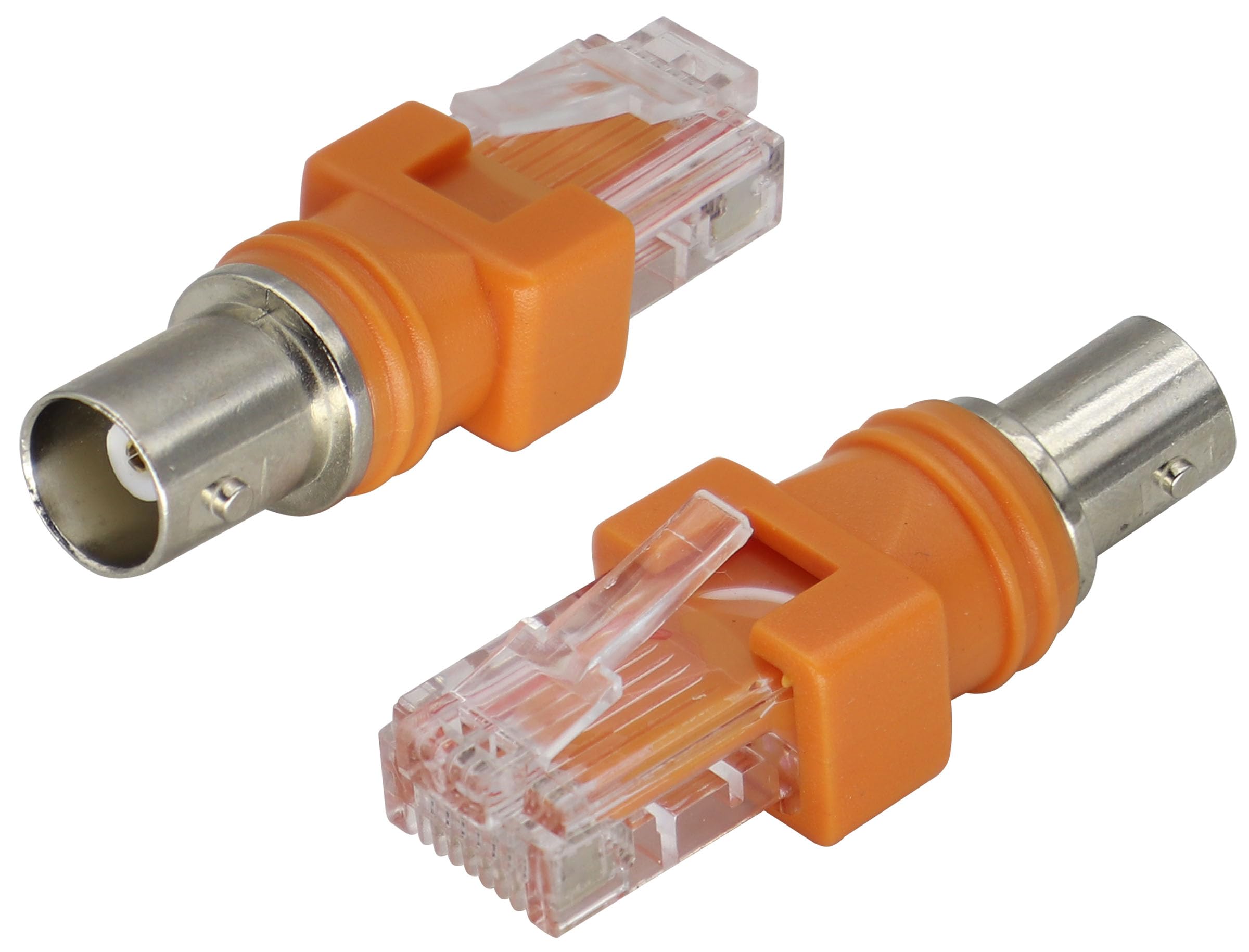 AAOTOKK BNC Female RJ45 Male RF coaxial Adapter,only used for Analyzer,tester,line meter and other test Equipment for testing,can not Transmit video and Connect the Monitor.(2 Packs/Female-Male)
