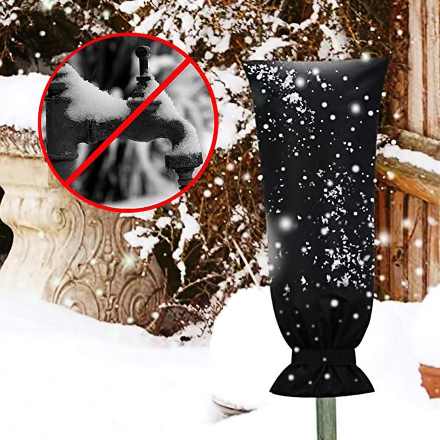 Senksll Outdoor Faucet Cover Socks for Winter Freeze Protection, Reusable Faucet Insulation, Anti-Freeze Hose Bib, Black, Set of 1(Long) : Garden & Outdoor