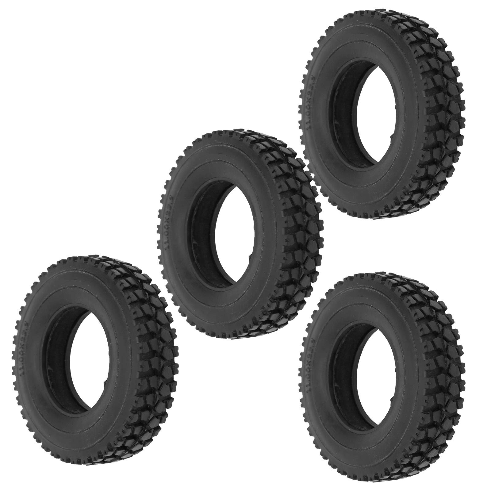 RC Car Tyres, 4Pcs 20mm Rubber with Sponge Width Crushed Stone Pattern Off-Road Tyres for Tractor Truck 1/14 Scale Models RC Enthusiasts Off-Road Racing Farm Simulations