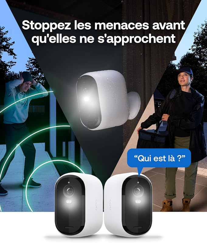 Essential 3, Caméra de Surveillance WiFi, Vidéo 2K, 2 Caméras