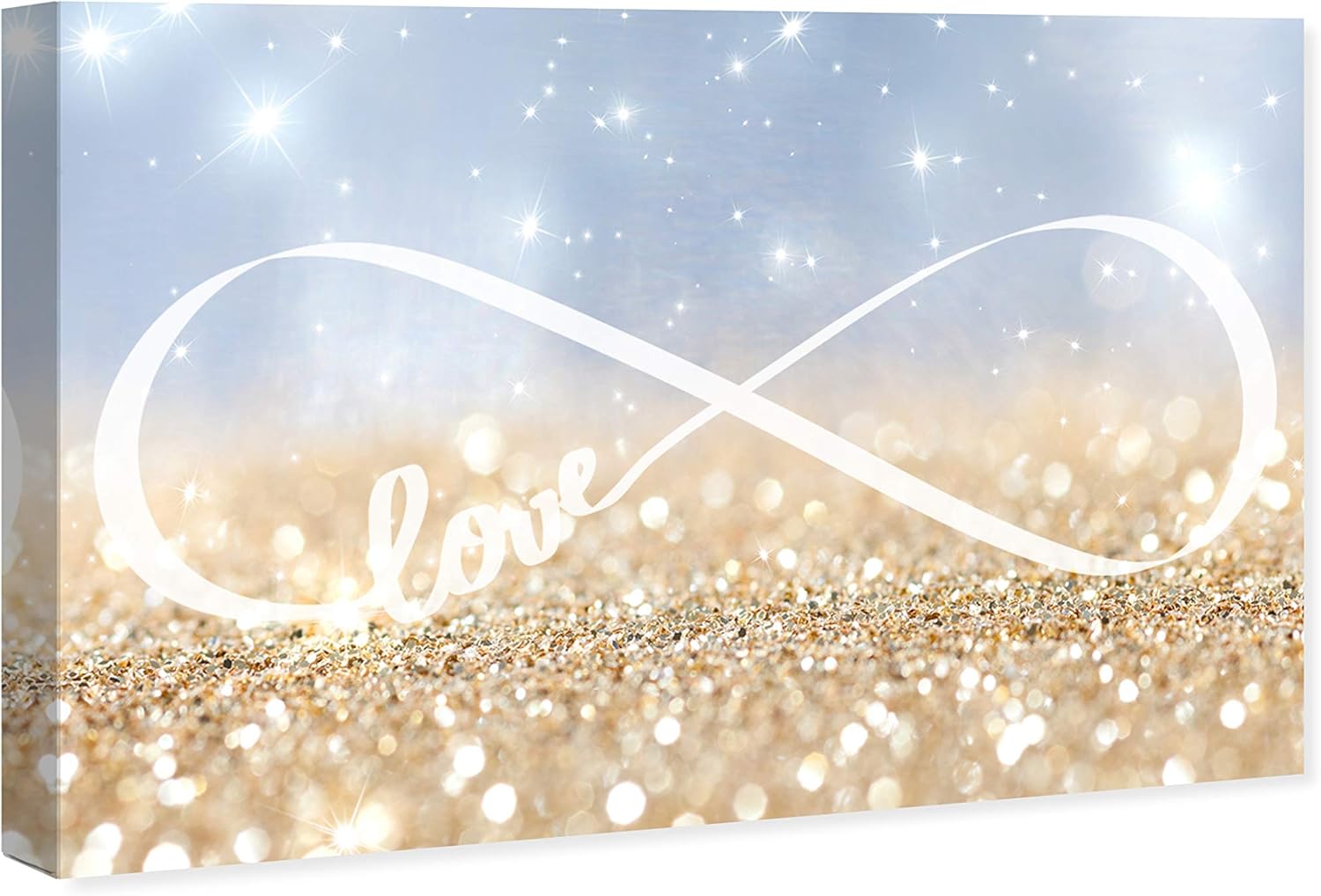 Amazon Com The Oliver Gal Artist Co Typography And Quotes Wall Art Canvas Prints Infinite Love Sign Home Decor 30 X 20 Light Blue Gold Posters Prints