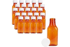Generic Plastic Amber Oval Liquid Medicine Bottles, 2oz, (25 Count), Child Resistant Cap/Safety Lid, Pharmacy Prescription Di