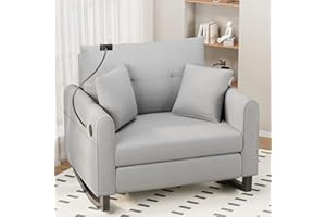 HOMREST Upholstered Oversize Rocking Chair with Adjustable Phone Handle, Nursery Rocking Chair with High Back and Side Pocket USB Port, Double Wide Rocker for Living Room, Bedroom, Nursery, Grey