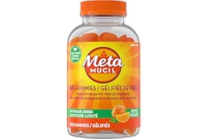 Metamucil Fibre Gummies, No Sugar Added, Orange Flavour, Prebiotic, Plant-Based, 105 Count