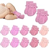 Toulite 12 Pairs Preemie Newborn Baby Ankle Socks Ruffle Turn Cuff Cotton Non-slip Warm Socks for Girls and Boys Infant