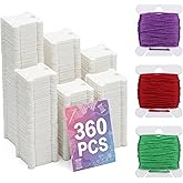 360 Pcs Embroidery Floss Bobbins, 1.5" x 1.4", Durable Plastic (White) | Plastic Embroidery Floss Bobbins; Hanging Holes, Thread Slits, Reusable; for Cross Stitch, Needlepoint, and Sewing