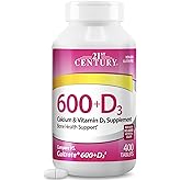 21st Century Calcium 600 mg Plus D3 Tablets, 400 Count | Calcium 600 mg with Vitamin D3 &amp; Essential Minerals, Compare VS. Caltrate&reg; 600+D3 Plus Minerals, Bone, Joint &amp; Muscle Support