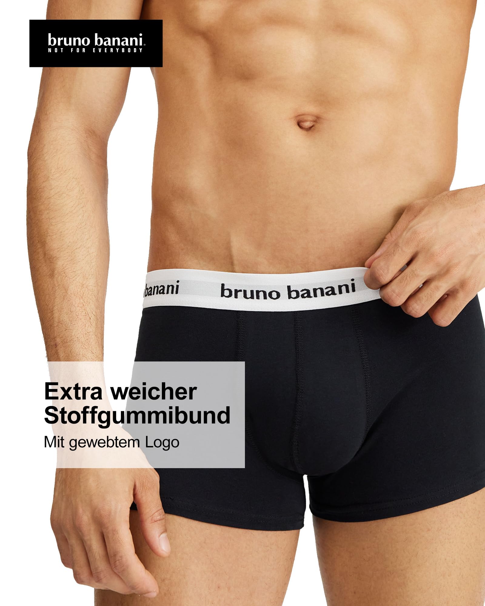 bruno banani Herren Shorts Snazzy- 4er Set - Boxershorts Herren Baumwolle mit Stoffgummibund - atmungsaktiv - ohne Eingriff - Memory Effekt schwarz//weiß//Marine//grau, XXXL 4