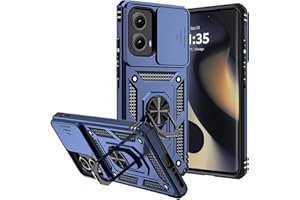 SKMY for Motorola Edge 2024 Case,with Camera Cover,[Military Grade] 16ft.Drop Tested Cover with Magnetic Kickstand Car Mount Protective Case for Moto Edge 2024, Blue