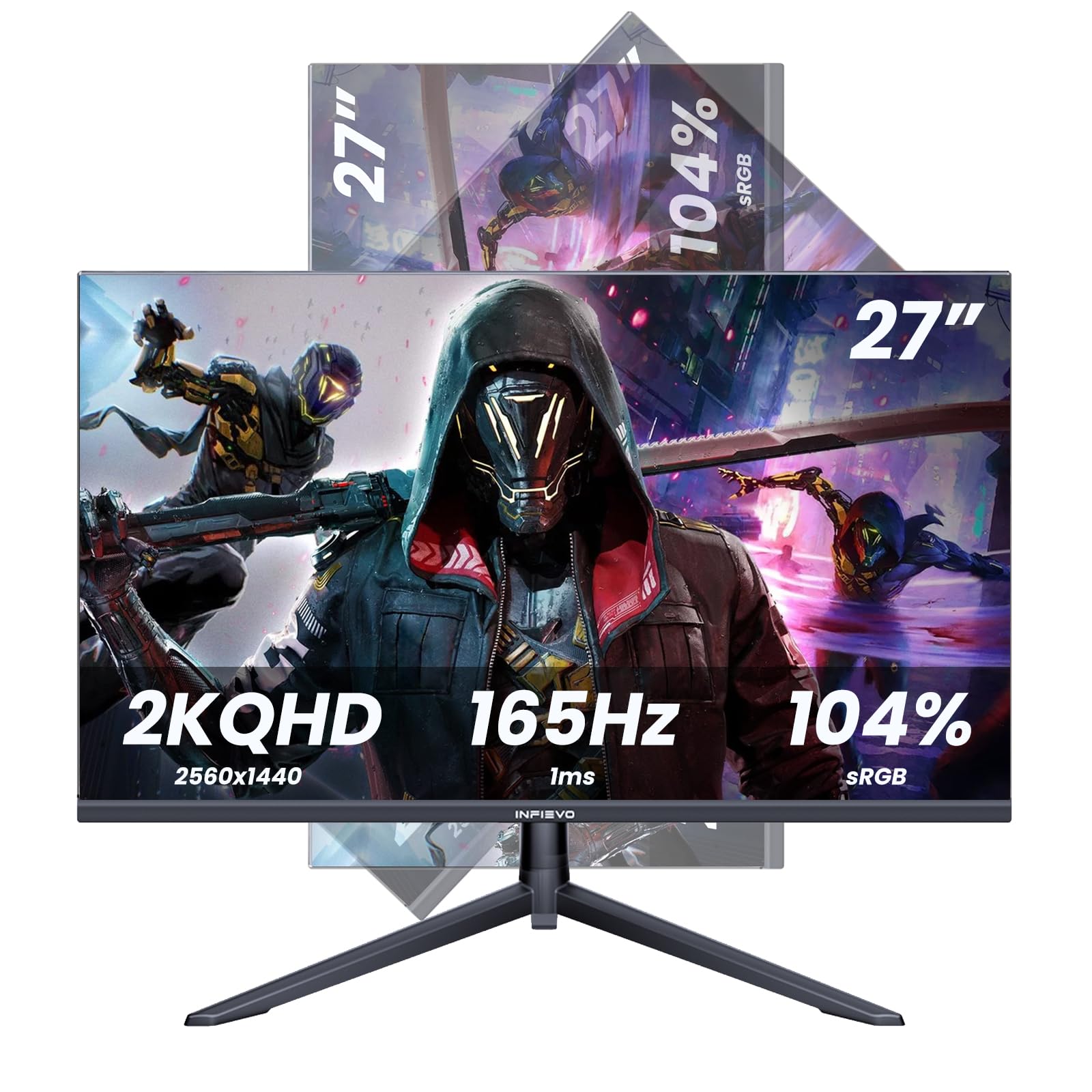 Photo 1 of 27 Inch Gaming Monitor 165Hz/144Hz,QHD 2560x1440 Built-in Speakers 104% sRGB Computer Monitor, Height/Pivot/Swivel/Tilt Adjustable Vertical Monitor, HDR,Support FreeSync, DP,HDMI, VESA Compatible