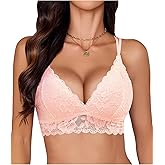 Avidlove Bras for Women Floral Lace Bralettes Deep V Sexy Bras Cross Back Longline Bralette No Padded