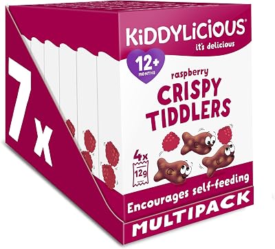 Kiddylicious Raspberry Crispy Tiddlers 7 Packs of 4 28 Total 12+ Months