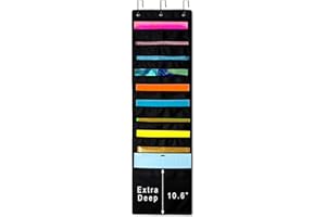 ZENXUS Hanging Storage Pocket, Deep Pocket for 12x12 Vinyl Sheet, Card Stock, Scrapbook, Wall File Organizer with 3 Door Hang