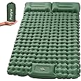 Pretyw Double Sleeping Pad for Camping, Ultralight Camping Mattress with Pillow, Built-in Foot Pump, Thick Self-Inflatable 2-Person Portable Mat for Backpacking Hiking Car Traveling Beach Tent