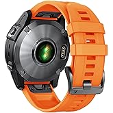 NotoCity Compatible with Fenix 7/Fenix 6/Fenix 5 Band,QuickFit 22mm Silicone Watch Band for Fenix 8 47mm/Fenix 7 Pro/Fenix 6 Pro/Fenix 5 Plus/Approach S70/S62/S60/Epix 2 Pro 47mm(Orange)