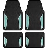 PIC AUTO Rubber Floor Mats, Mint Aluminum Film with Colorful Piping Floor Mats for Cars, Car Mats with Non-Slip Backing, All-Weather Protection, Trim-to-Fit Liner for Cars, SUVs, Trucks, Vehicles