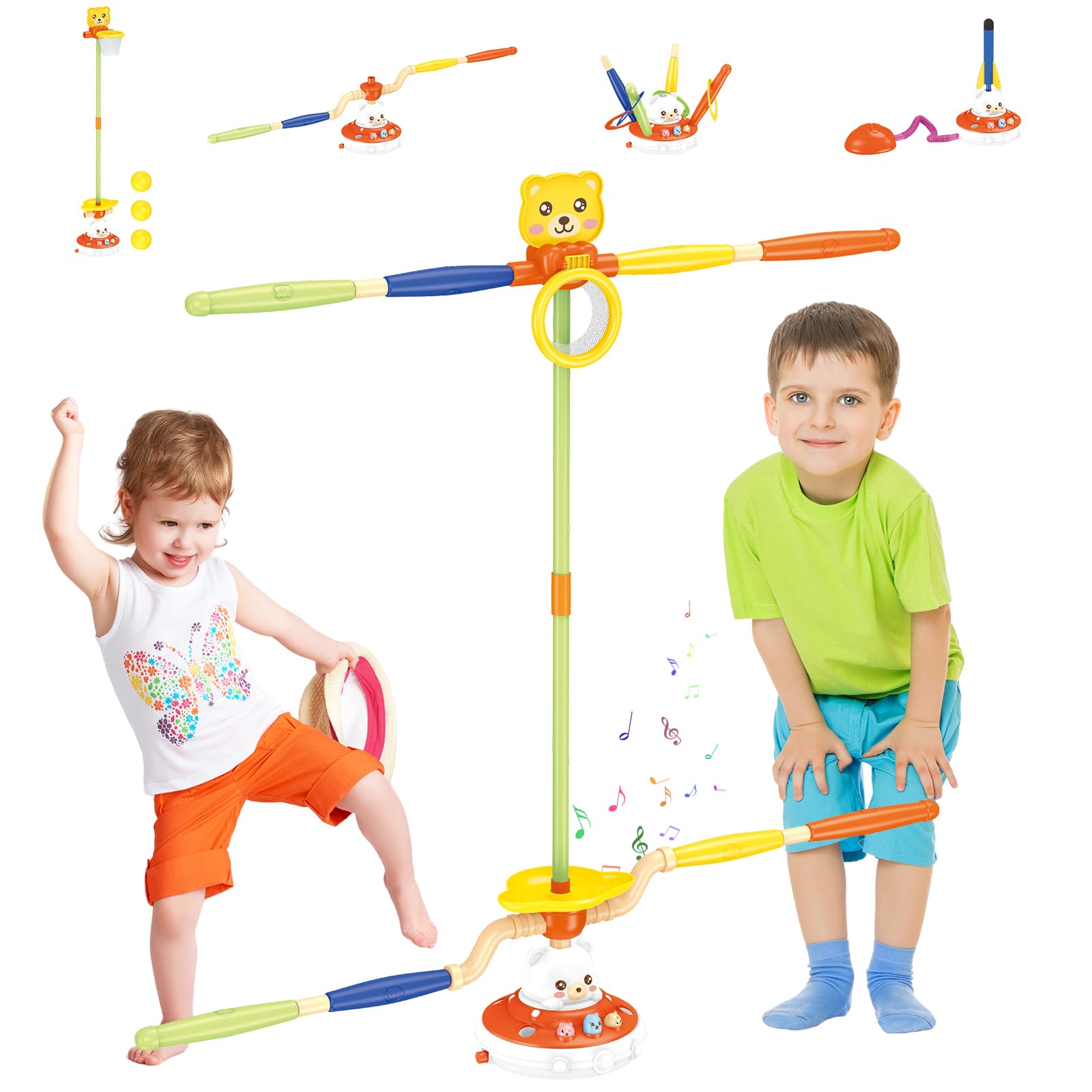 Photo 1 of *Missing Parts*
Hitish Sports Outdoors Play Set Toys - 5 in 1 Musical Jump Ring Toss Game Stomping Launch Rocket Launcher Basketball Throw for Kids - Indoor Outside Obstacle Avoidance Gifts for Toddlers Ages 4-8 8-13