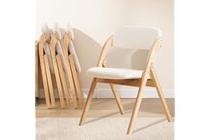 YUUIJOAA Folding Dining Chairs Set of 4 Padded Folding Chairs with Cushion Wood Frame Removable Cover Folding Chair for Dining Room Line Cushion Beige 4 Pack