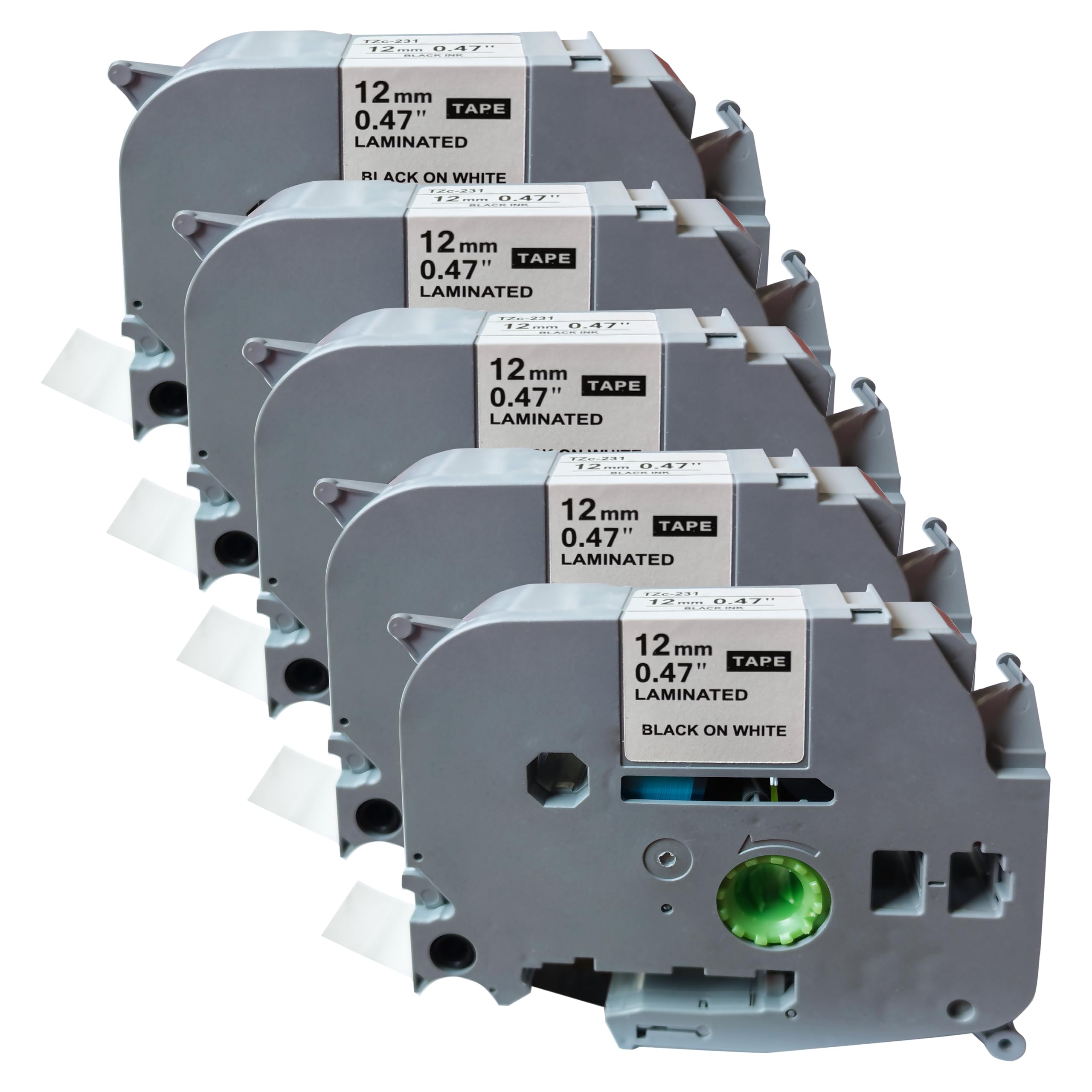 NEOUZA 5PK Compatible for Brother P-Touch Laminated Tze Tz Label Tape Cartridge 12mmx8m (TZe-231 Black on White)