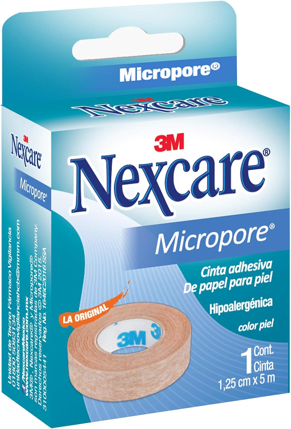 3M Nexcare Cinta para Curación Micropore Caja 1/2", 1.25 cm x 5 m